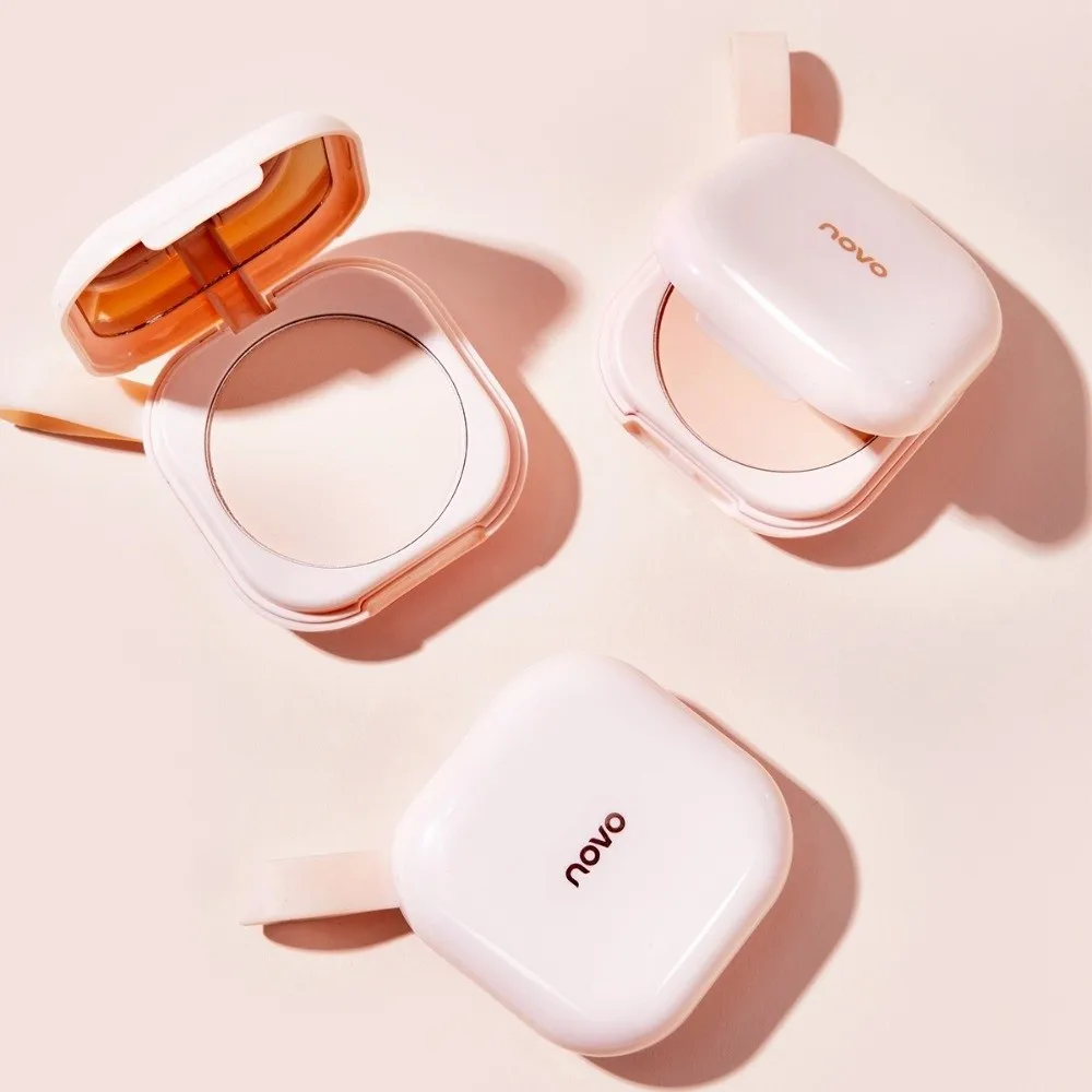 새로운 NOVO 루스 파우더 브라이트닝 효과 지속 컨실러 프레스드 파우더 매트 마감 메이크업 세팅 메이크업 파우더 데일리 메이크업