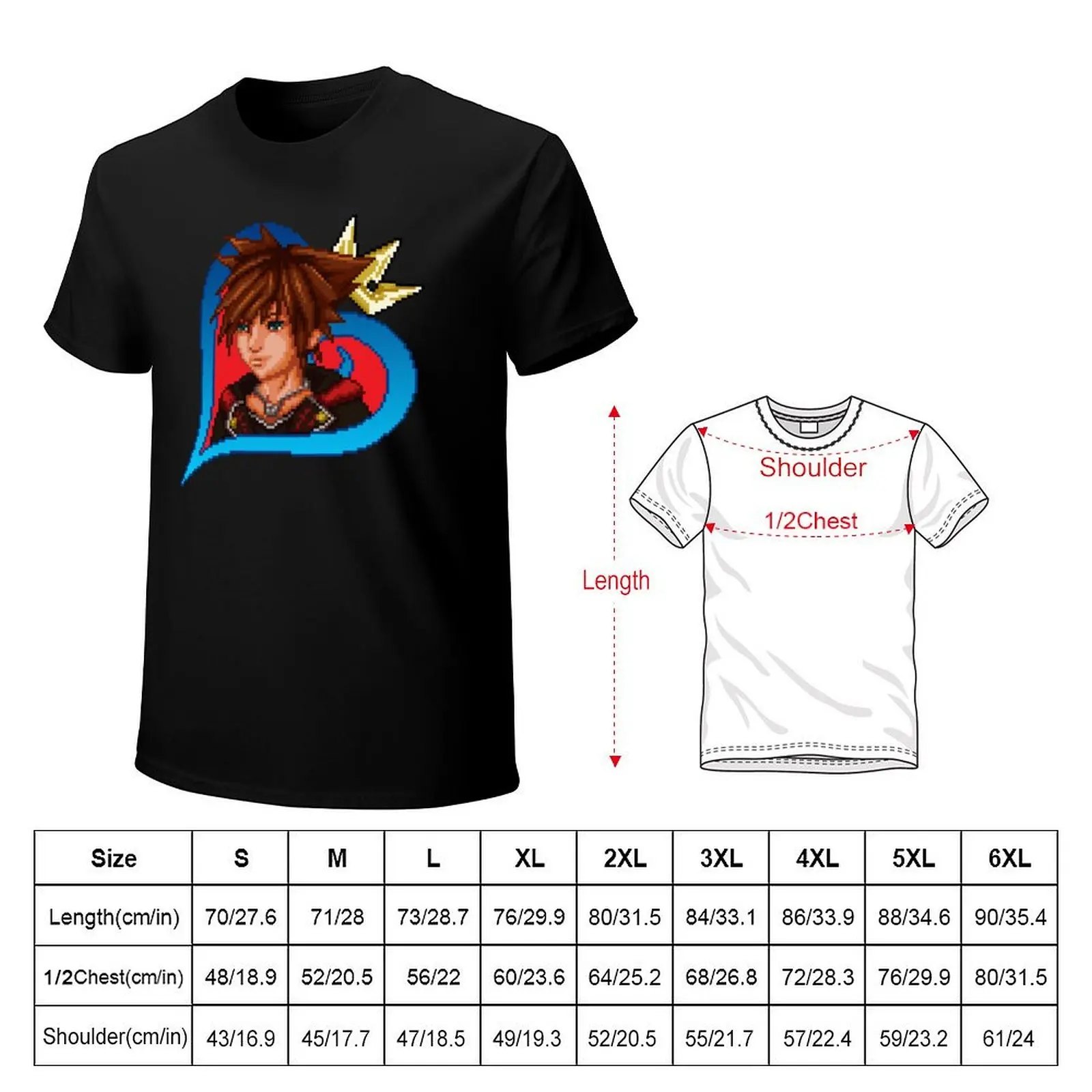 KH3 Sora Pixel Art Mugshot T-Shirt cute clothes cotton graphic tees plain white t shirts men