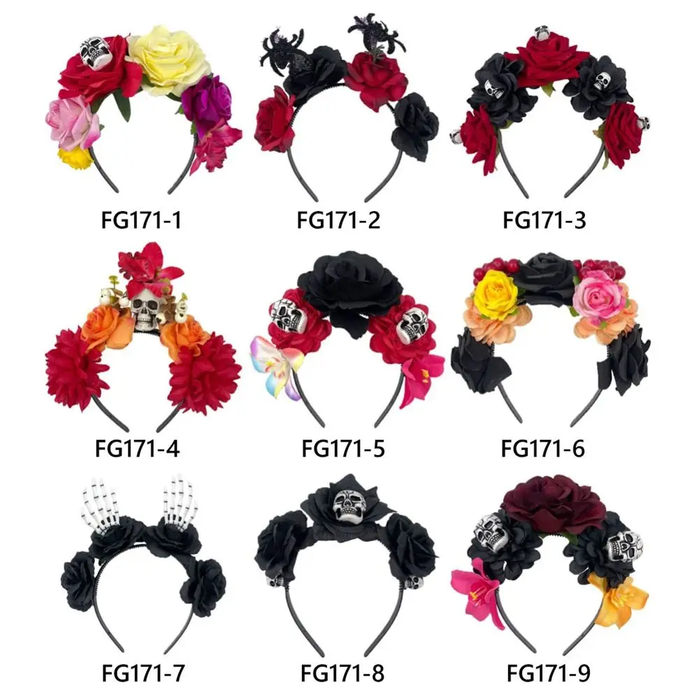 Mexicaanse Rose Flower Crown hoofdband feestkostuum foto rekwisieten dag van de dode zendspoel Boho Halloween hoofddeksels voor vrouwen