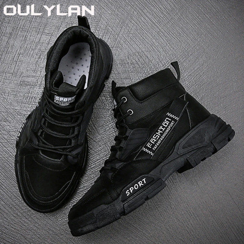 New Leisure Shoes Outdoor Men's Footwear Spring for Men Work Boots Trendy Fashion Leather Boots British High Top