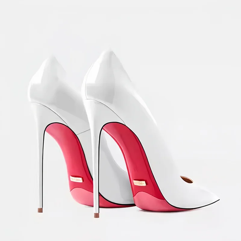 Women's High Heels Red Shiny Sole Pointed toe Pumps Luxury Designer High Quality Shoes Leather Very High Heel Woman Prom Shoes
