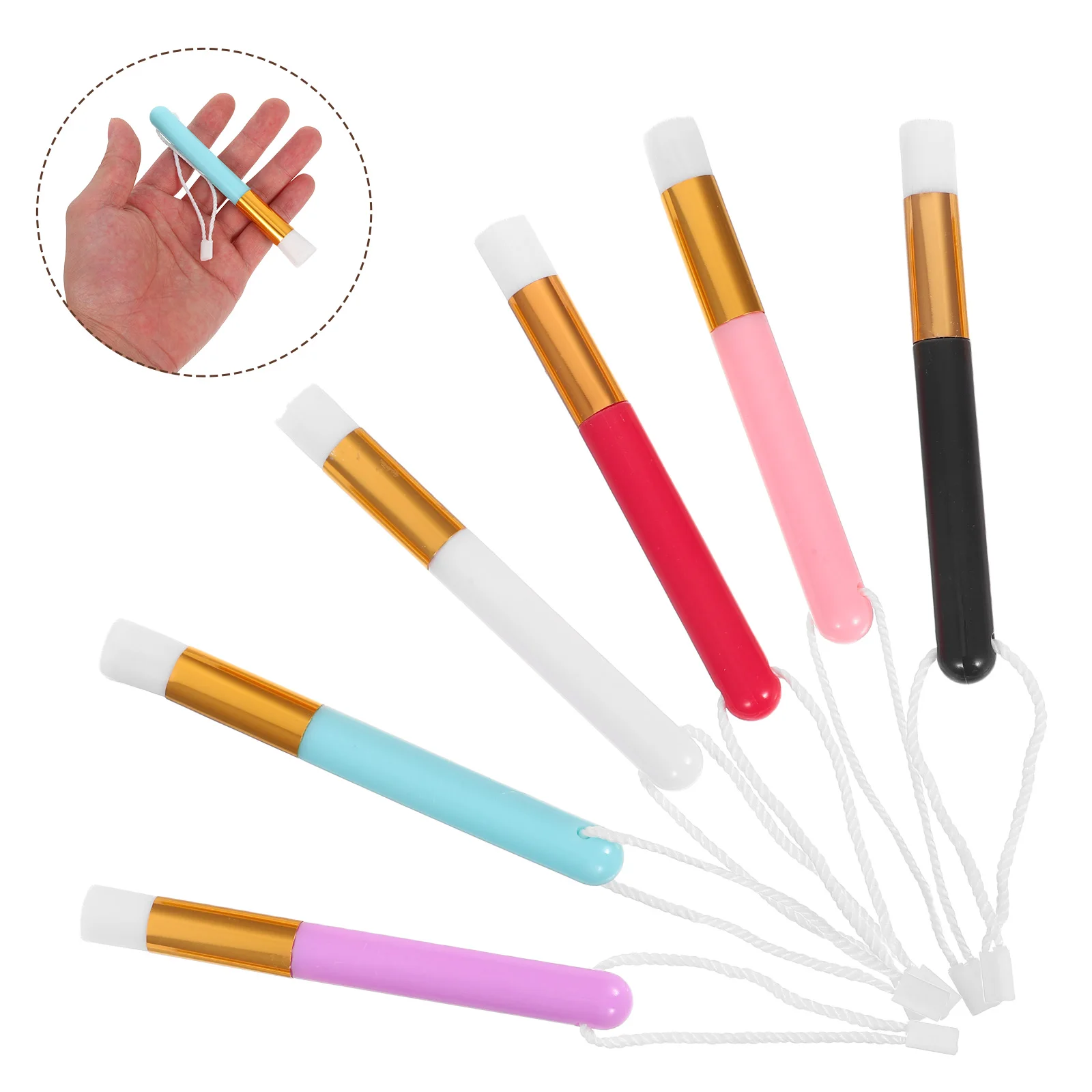 

6pcs Mini Ink Blending Brushes Compact Precision Tool Durable Plastic Aluminum Synthetic Fibers Lightweight Portable Easy Clean