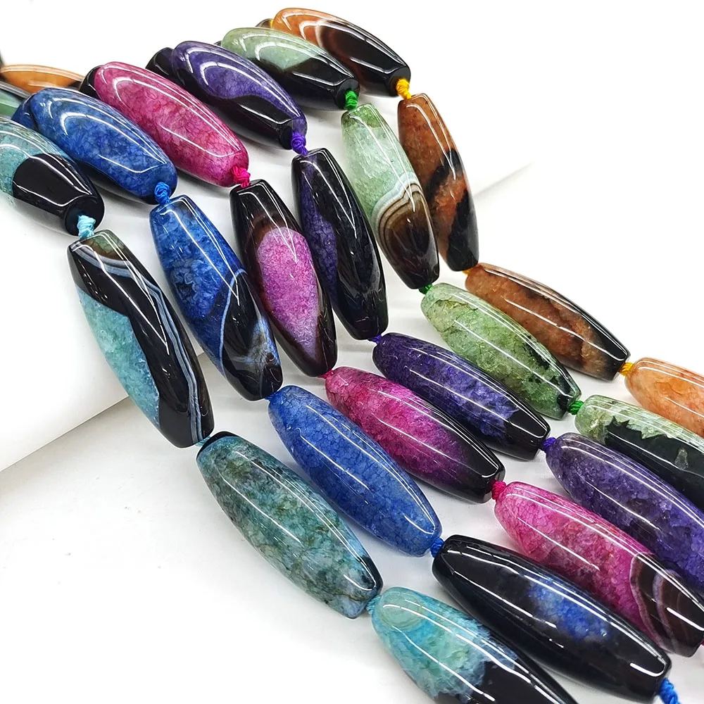 40x14mm Yellow Agate Beads Natural Stones Healing Crystals Large Rice Shape Loose Spacer Bead for Jewelry Making DIY Accessories
