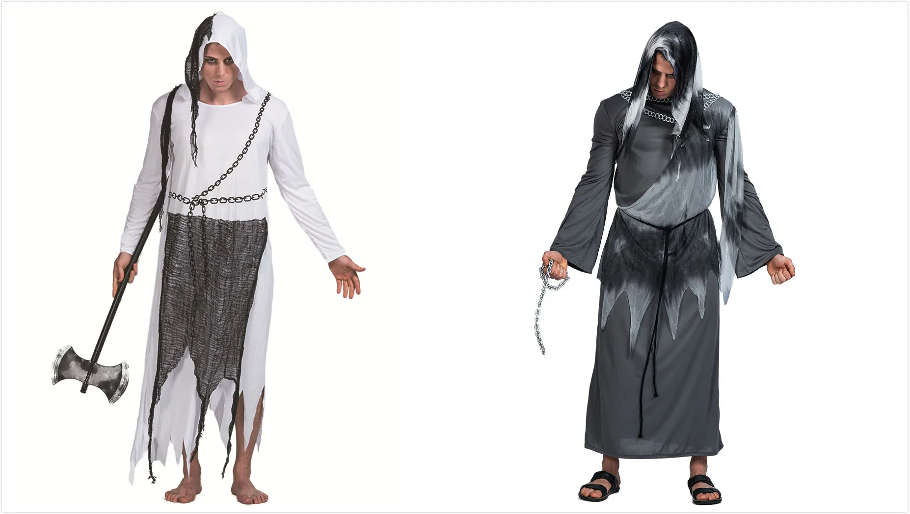 Costume da fantasma loween da uomo Death Angel Zombie di grandi dimensioni Bla White Ghost Suit Abbigliamento da donna etnico sul palco