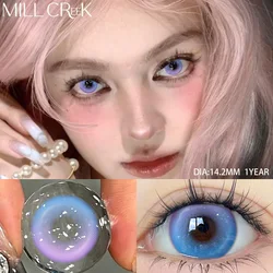 MILL CREEK 1Pair New Blue Purple Gradient Colored Lenses Pink Orange Korean Lenses Beauty Pupils With Myopia Cosmetic Anime Lens