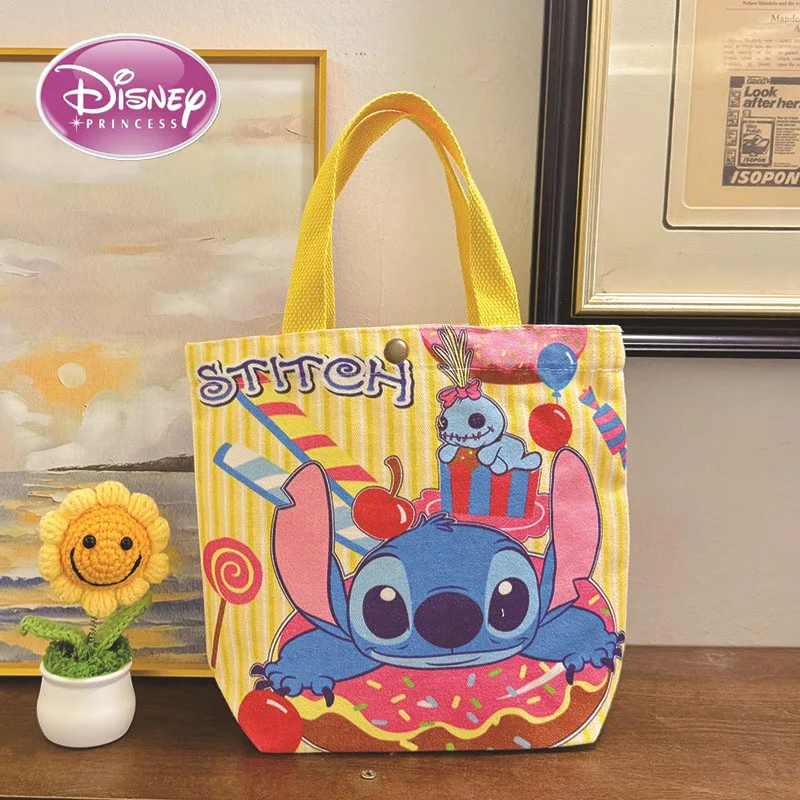 

Disney New Cute Stilt Bucket Handbag Girl's Heart Mom Bento Bag To Work Small Bag Children's Fun Graffiti Canvas Bag