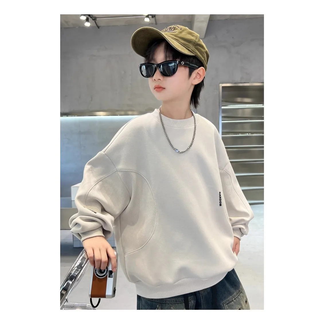 Korean Trendy Children Spring Autumn Cotton Hoodies Versatile Korean Fashion Boys Children Solid Patchwork Hoodies