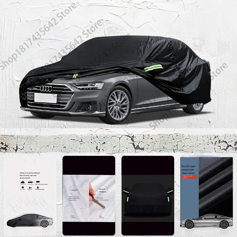 

For fit Audi A8 Outdoor Protection Full Car Covers 210T Snow Cover Sunshade Waterproof Dustproof Exterior Car cover Black