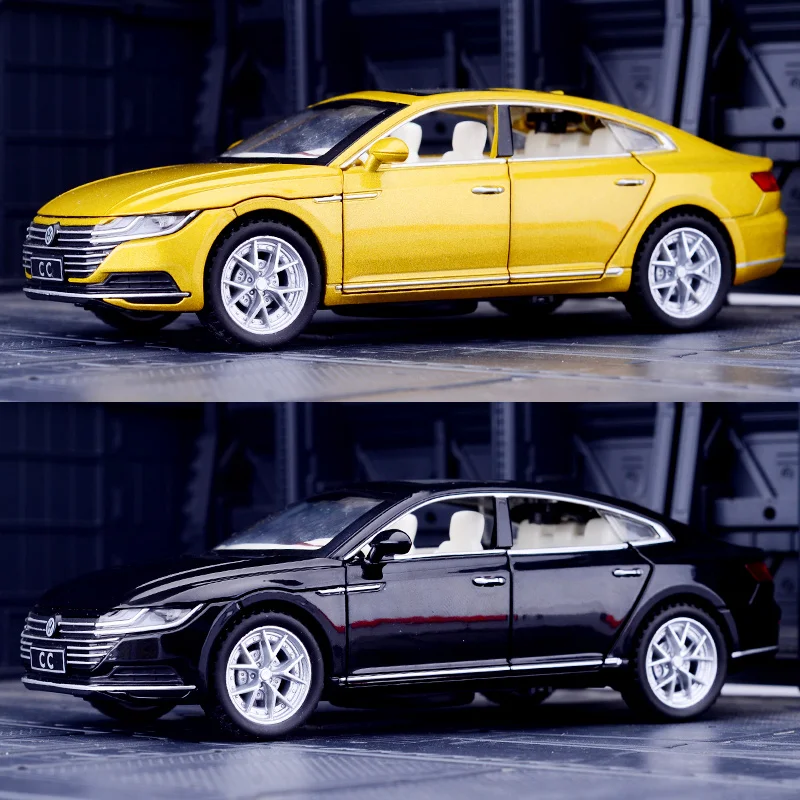 1:32 coleção de ornamentos de modelo de carro em liga Volkswagen CC, portas e capô do motor, porta-malas pode ser aberto para carros de brinquedo infantis