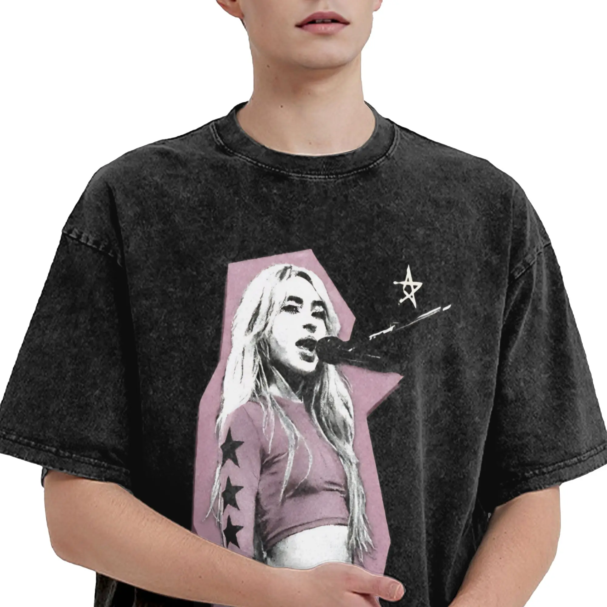 Sabrina Carpenter music festival 2026 Outfit Washed T Shirts Men Women Streetwear Hip Hop T-Shirts Summer  Tees Short Sleeve