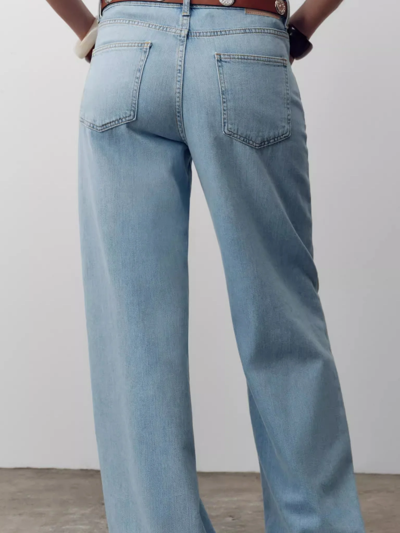 

High Waist Straight Leg Jeans Women's Autumn New Sle Boyfriend Sle Loose Fit Long Pants with Belt Vintage Cotton Zipper