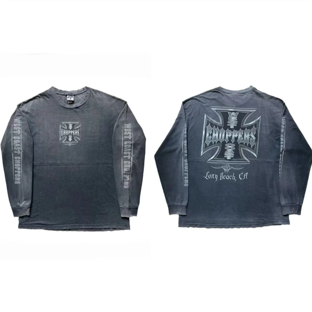 

Винтажная футболка с длинными рукавами West Coast Choppers 25SS Rare Edition для мужчин и женщин, футболки с железным крестом