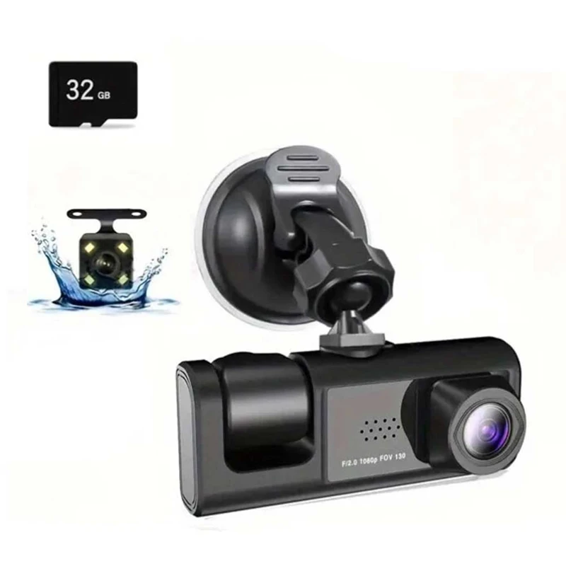 HD 1080P+WIFI Loop Video Car Camera 3 Lens Car Recorder Wireless WiFi Mobile Connected Car DVR