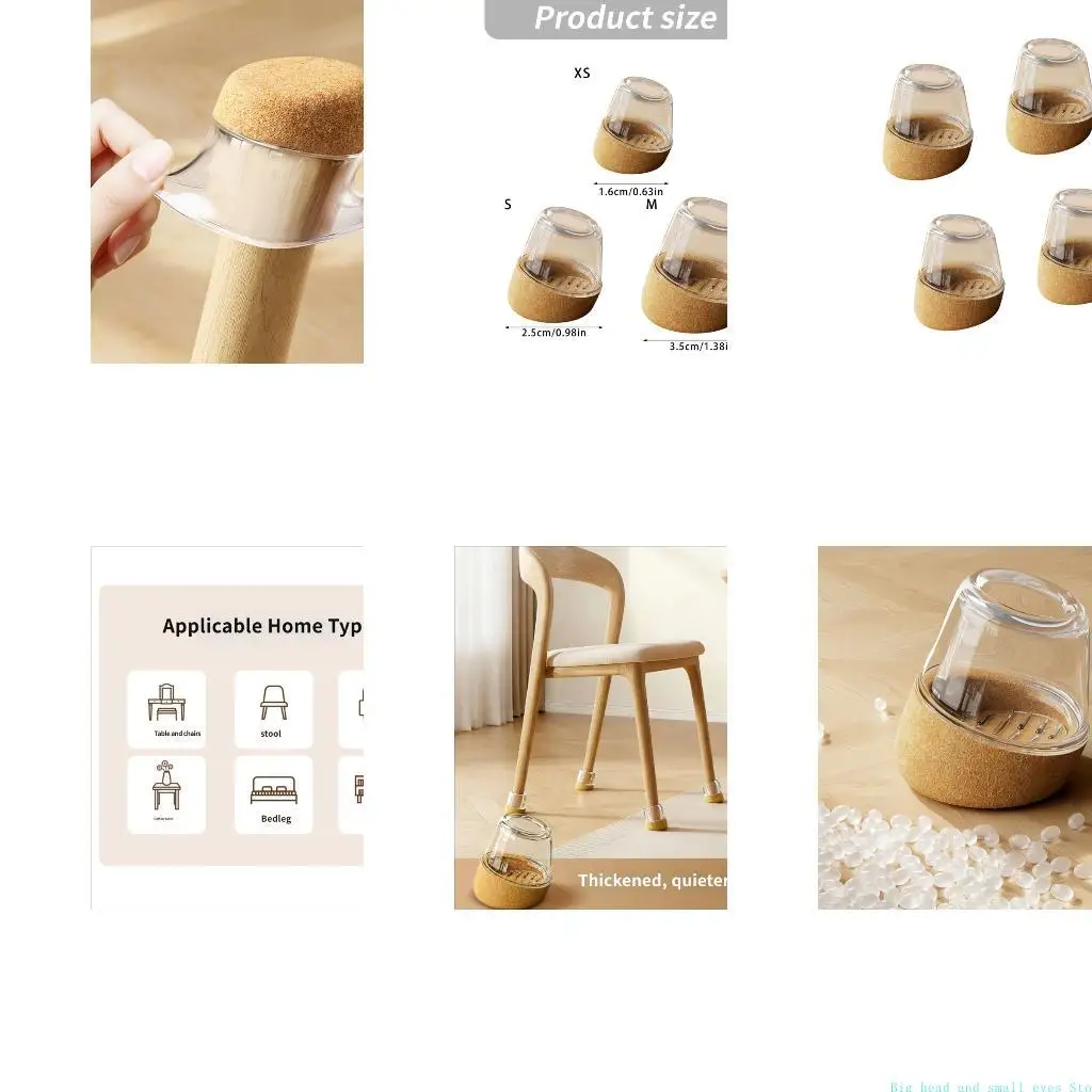 581C 4Pcs Beveled Chair Leg Soundproof Pad Thick Wrap Felt Pad Round Chair Leg Cap