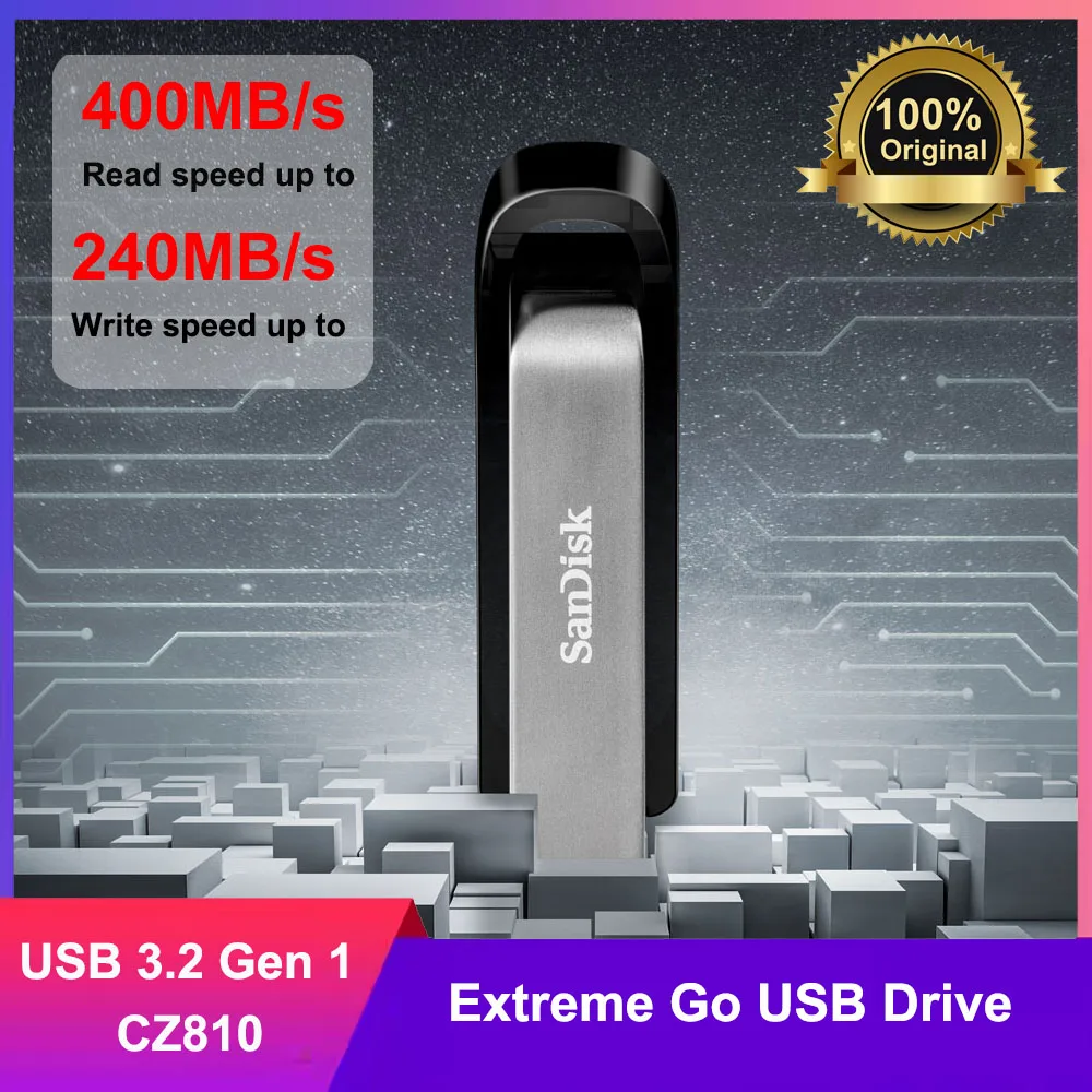 Imagem -06 - Sandisk Cz810 Usb3.2 Gen Extreme go Usb Drive 256gb Flash Memory Stick de Alta Velocidade até 400 m s Usb Stick u Disk Pen Drive