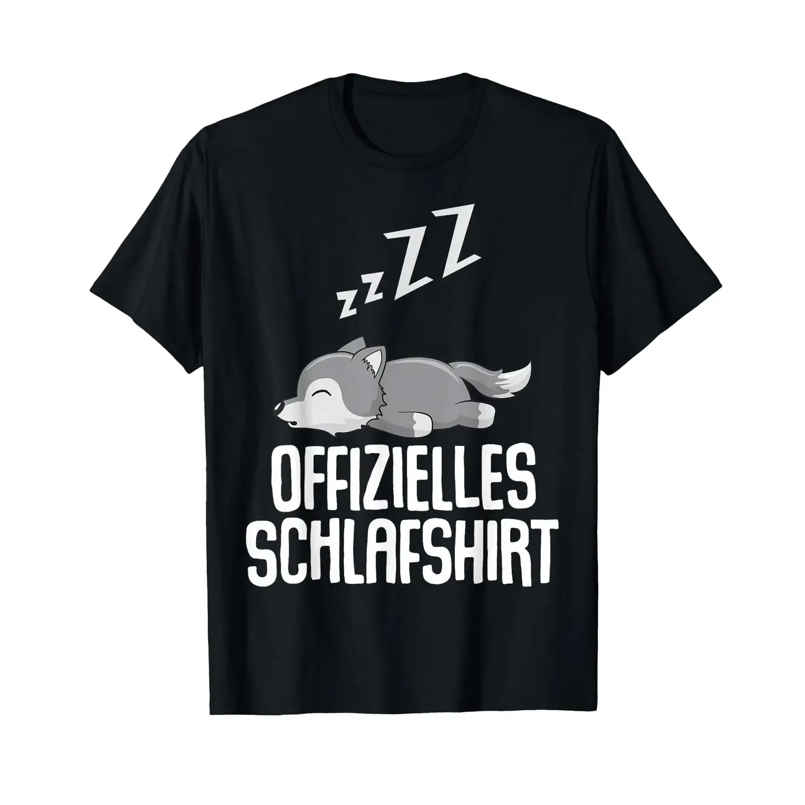 Offizielles Schlaf-T-Shirt, Pyjama, Nachthemd, Wolf, lustig, schwarz, Vintage, gewaschen, atmungsaktiv, Streetwear, Herren, leicht modisch, vielseitig