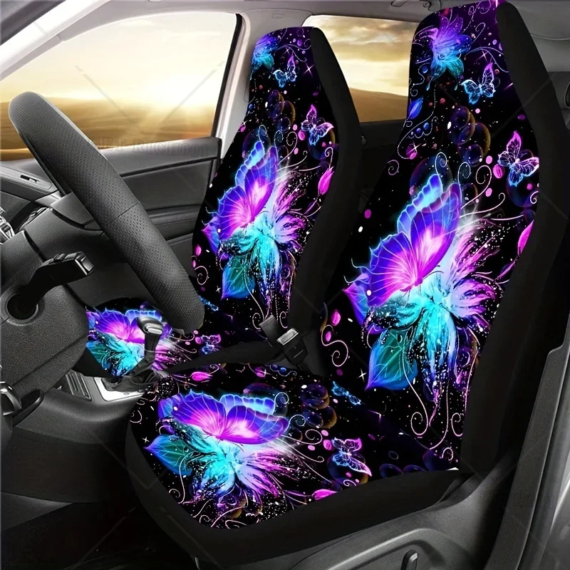 Colorful Butterfly Fancy Print Seat Covers Universal Fit Easy Installation Seat Cushion Car Seat Cover for Women Four Seasons