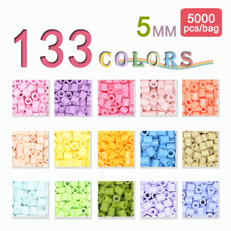 Yantjouet 5mm 5000pcs/colour 133colours OPP Bag beads for kid Hama Beads diy Puzzles high quality Handmade gift toy