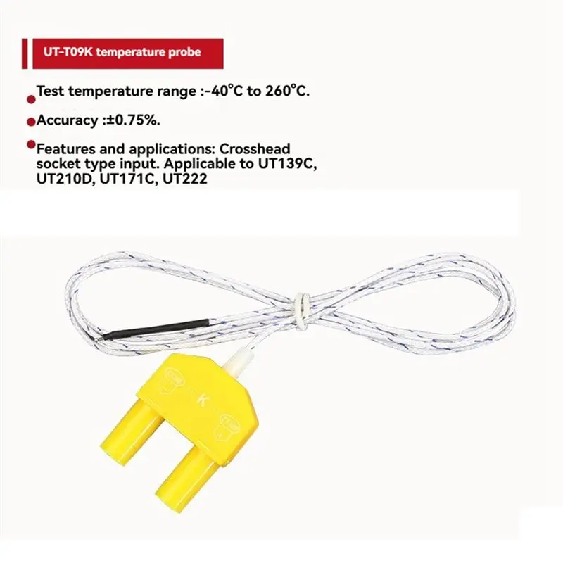 ABLK High-Precision K-Type Thermocouple UT-T09K-40℃ To 260℃ Temperature Probe For UT139C UT210D UT171C UT222 Multimeters