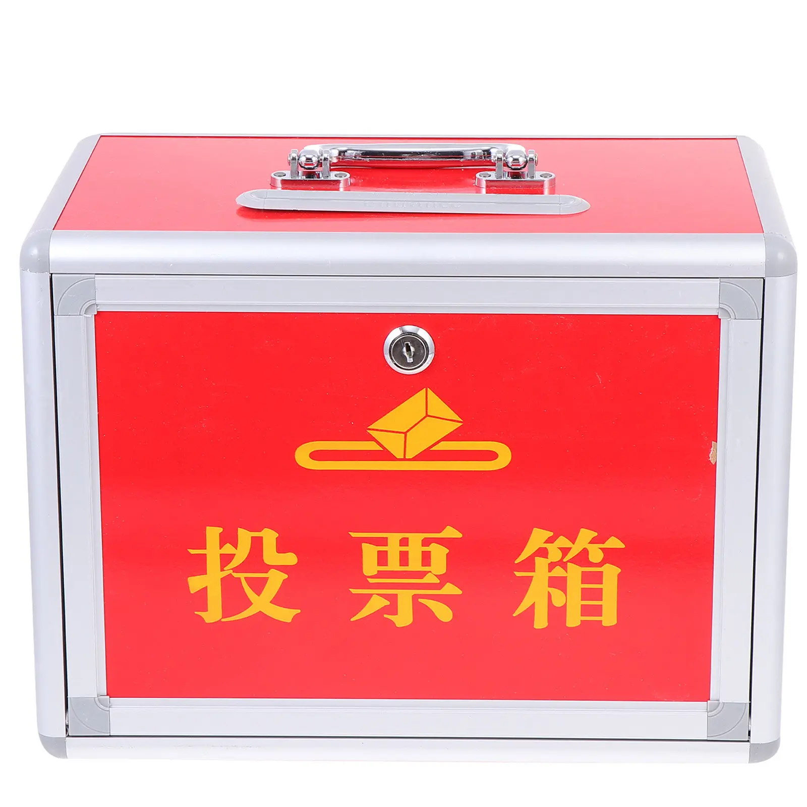 

1Pcs Compact Lightweight Ballot Box Red Festive Design Aluminum Alloy Edge Voting Box for Elections Polling Stations School