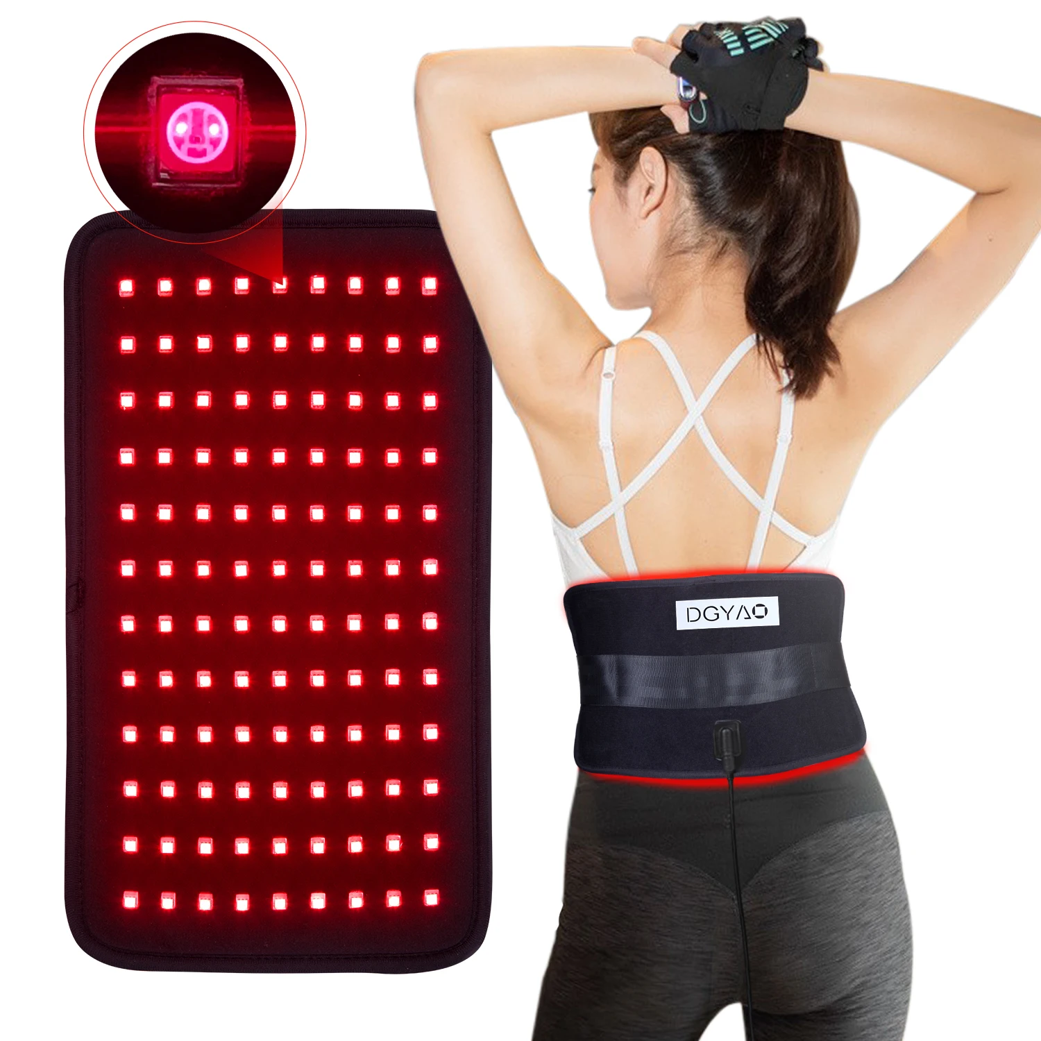 DGYAO 660nm 880nm Infrared & Red Light Therapy Waist Back Pain Relief Wearable Home Device