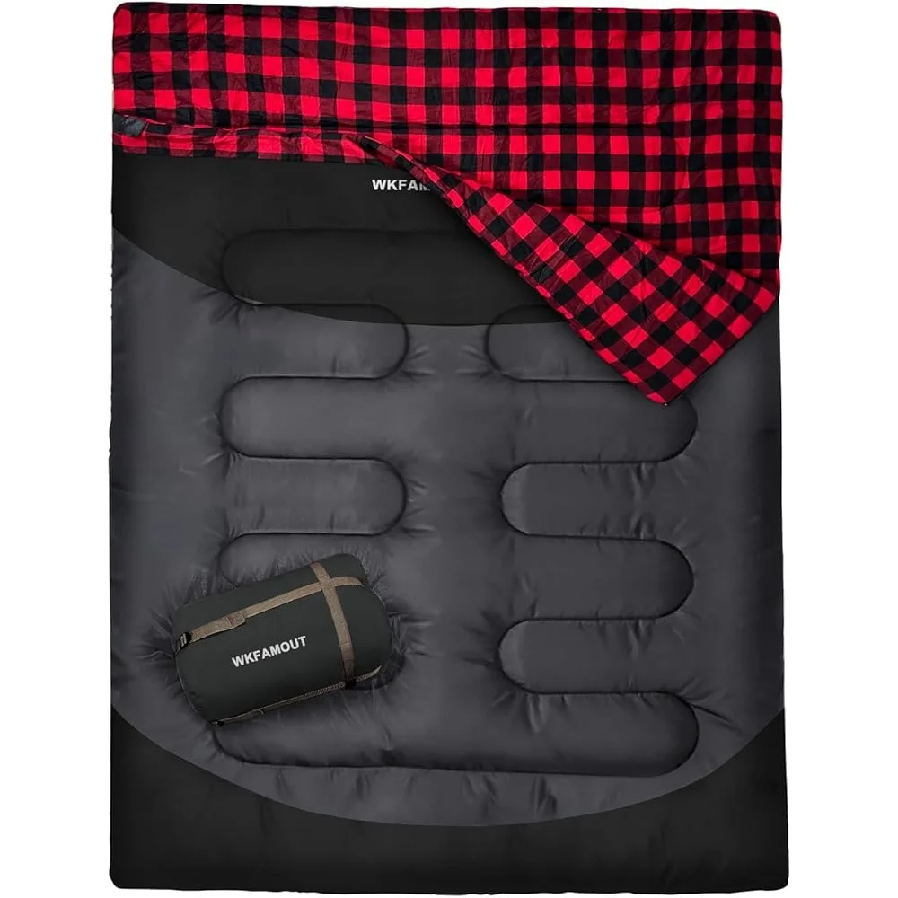 Saco de dormir doble de franela de algodón para adultos, lavable a máquina, impermeable, bolsa de Camping para 2 personas, viaje comprimible, senderismo, todas las estaciones