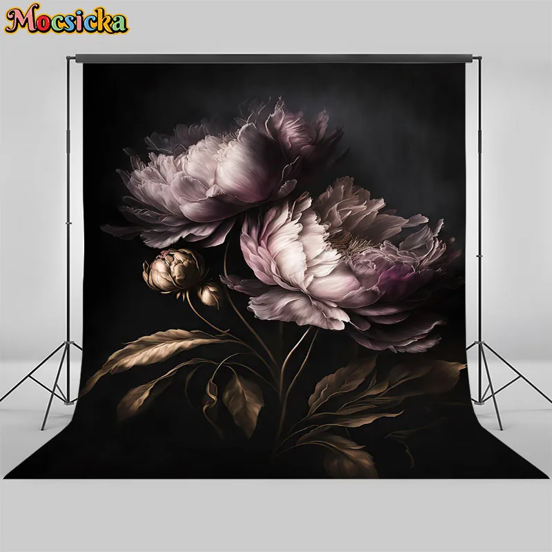 Mocsicka Floral Newborn Photography Backdrops Hand Drawn oil painting Artistic Background Photoshoots Girl Photo Prop Banner