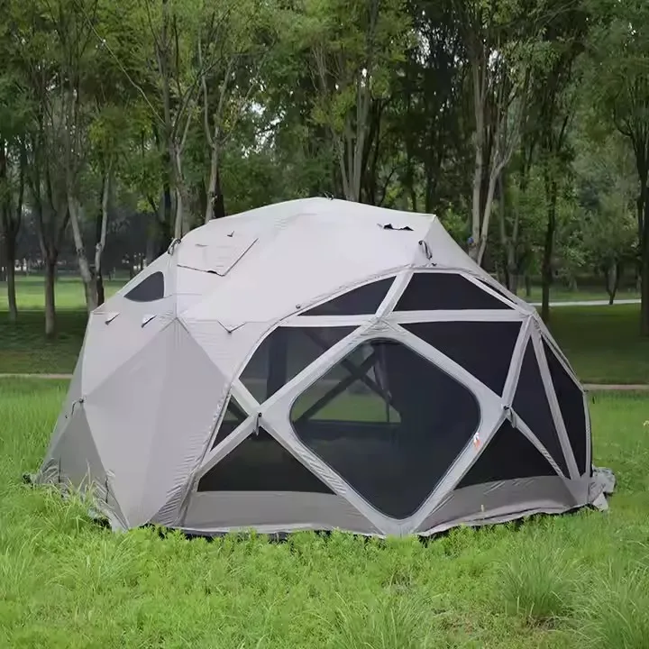 Afbeelding 7: Luxe Ronde Hotel Outdoor Canvas Octagon 6-8 Personen Verdikte Camping Glamping Ball Tent voor Familie