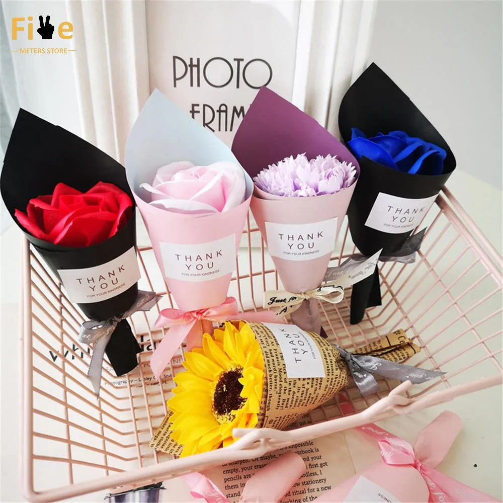 1pcs Artificial Flower Rose Wide Application Mini Soap Flower Bouquet Sunflower Valentine'S Day Wedding Party Gifts Organizer 