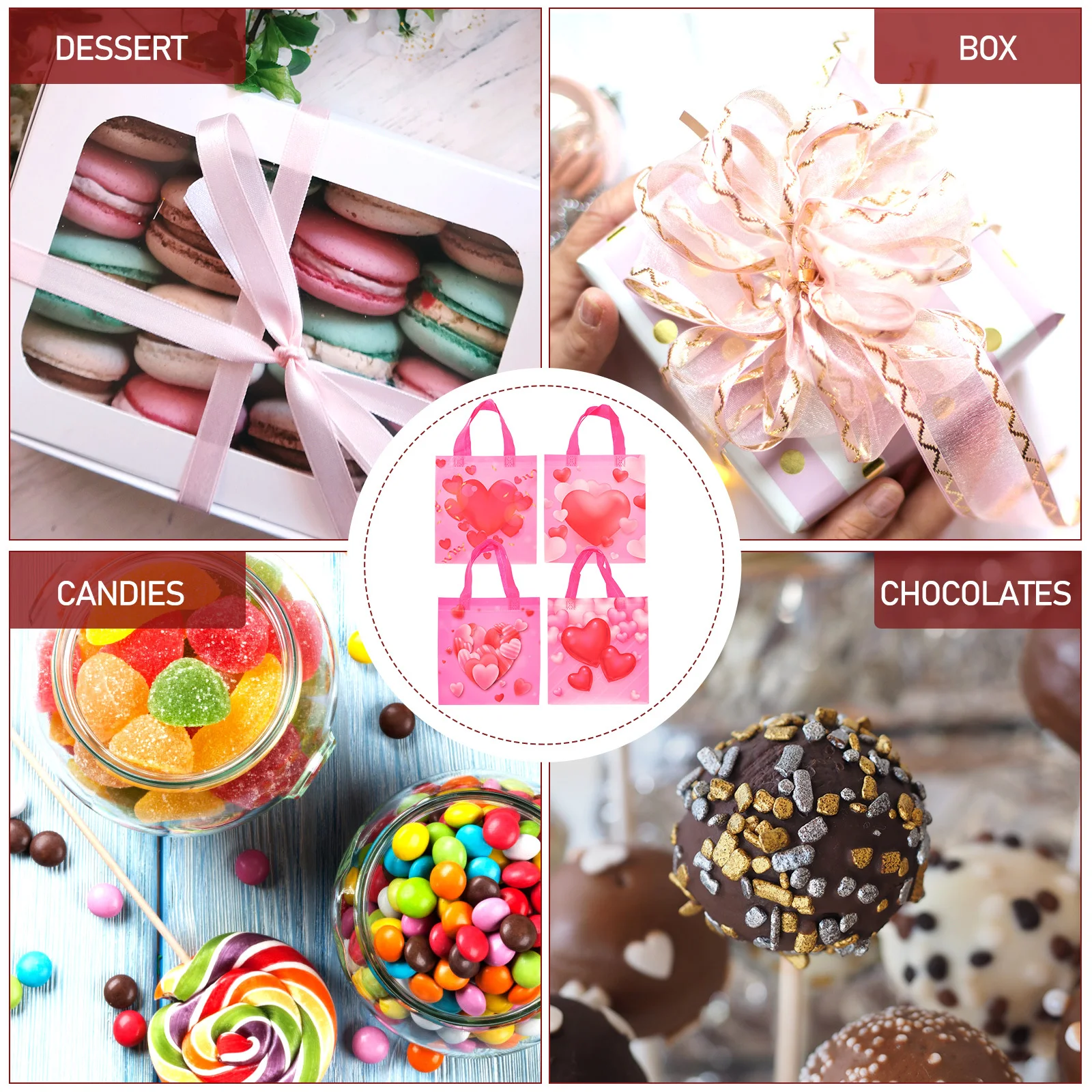 

8Pcs Non-Woven Fabrics Bags for Gifts Party Favor Gift Bags Candy Snack Holder Wedding Valentine Festival Gift