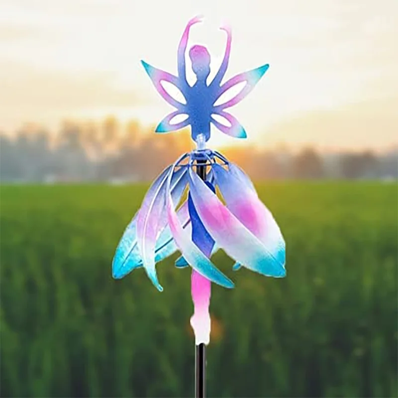 

Fairy Ballerina Wind Spinner Color Changing Ballet Spinning Girl Wind Chimes Rotating Deck for Garden Backyard Decorative Chimes