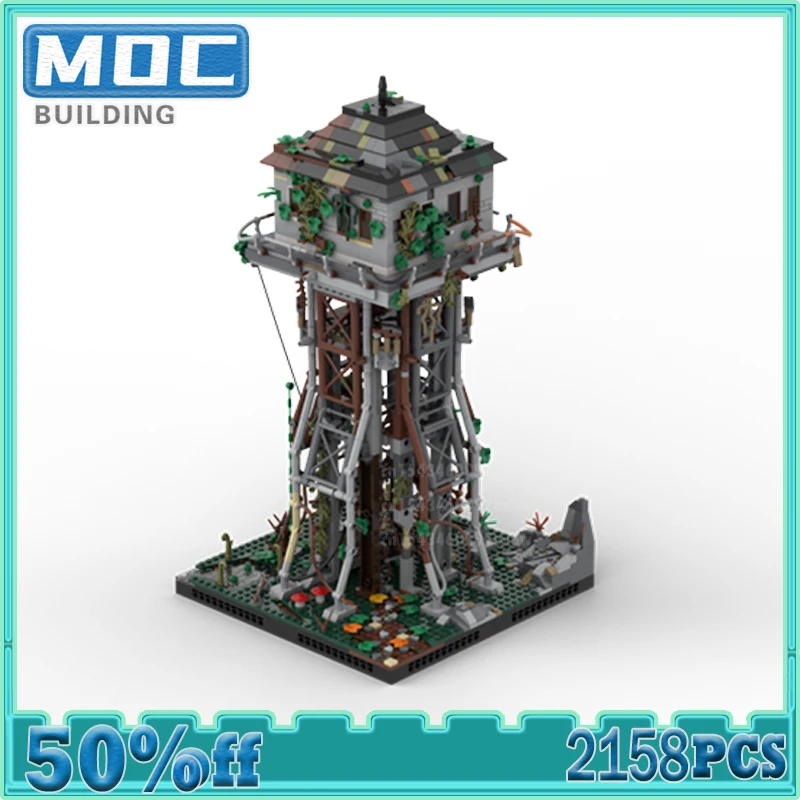 Moc Building Blocks Abandoned Watchtower  Modular Street View Model Famous Movies DIY Bricks Collection Series Toy Gifts