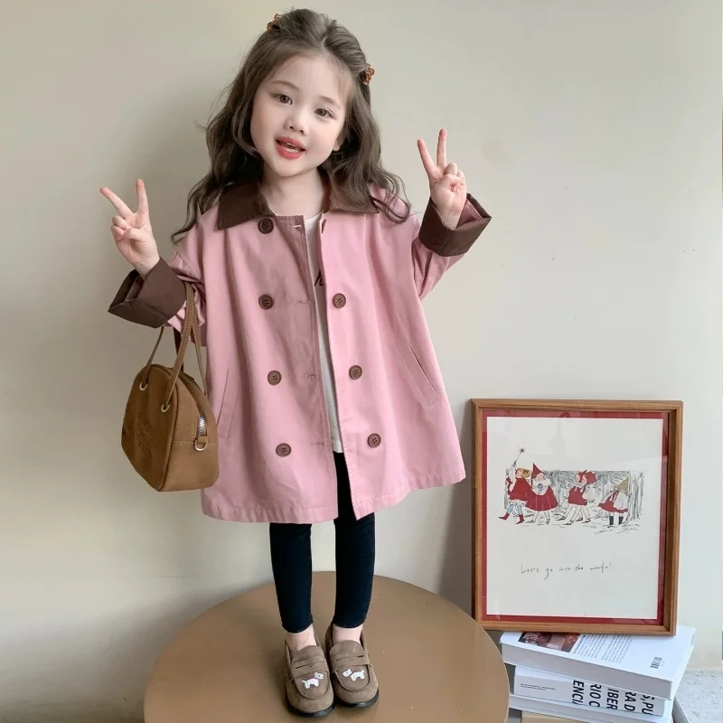 

Girls Coat Windbreak Jacket Cotton Outwear 2026 Vintage Spring Autumn Outdoor Kids Windproof Children's Clothing