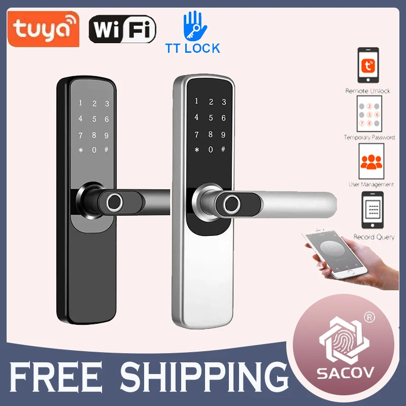 New arrival Tuya Wifi Digital electronic lock Smart door lock house with Password biometric fingerprint door lock APP remotely