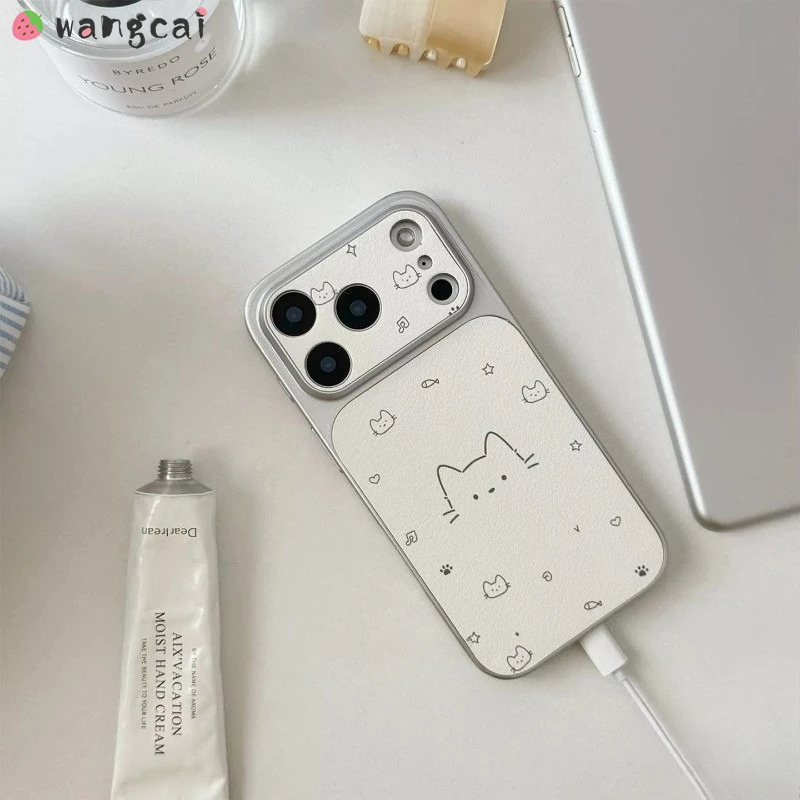 Cute Cat Phone Case For Samsung Galaxy A07 A06 M06 F06 A05S M05 A04S A04E M04 A03 Core A03S A02S M02S F02S 5G 4G Leather Cover