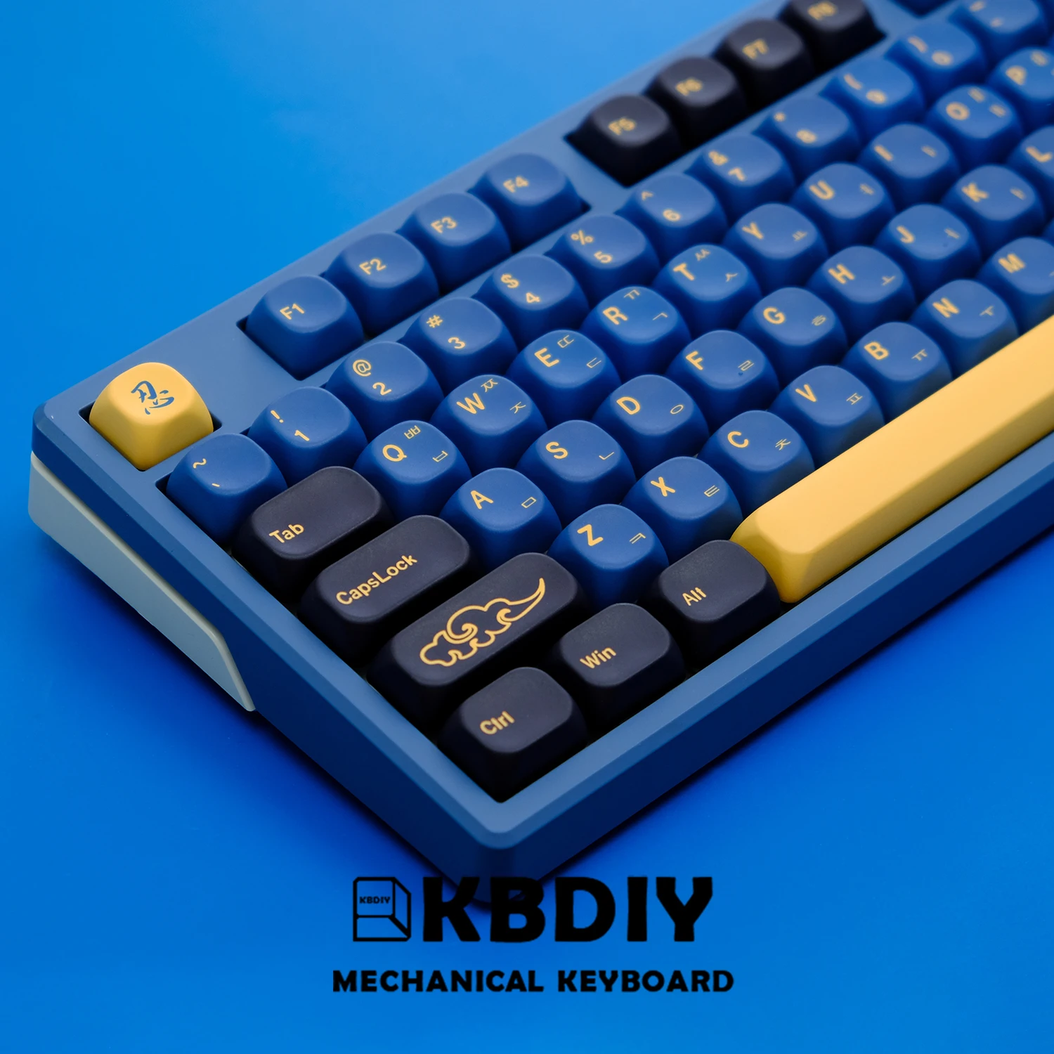 Imagem -04 - Kbdiy Samurai Azul Keycaps Teclado Mecânico Pbt Gmk Personalizado Perfil Koa Switches mx Gmk64 K500 130 Chaves