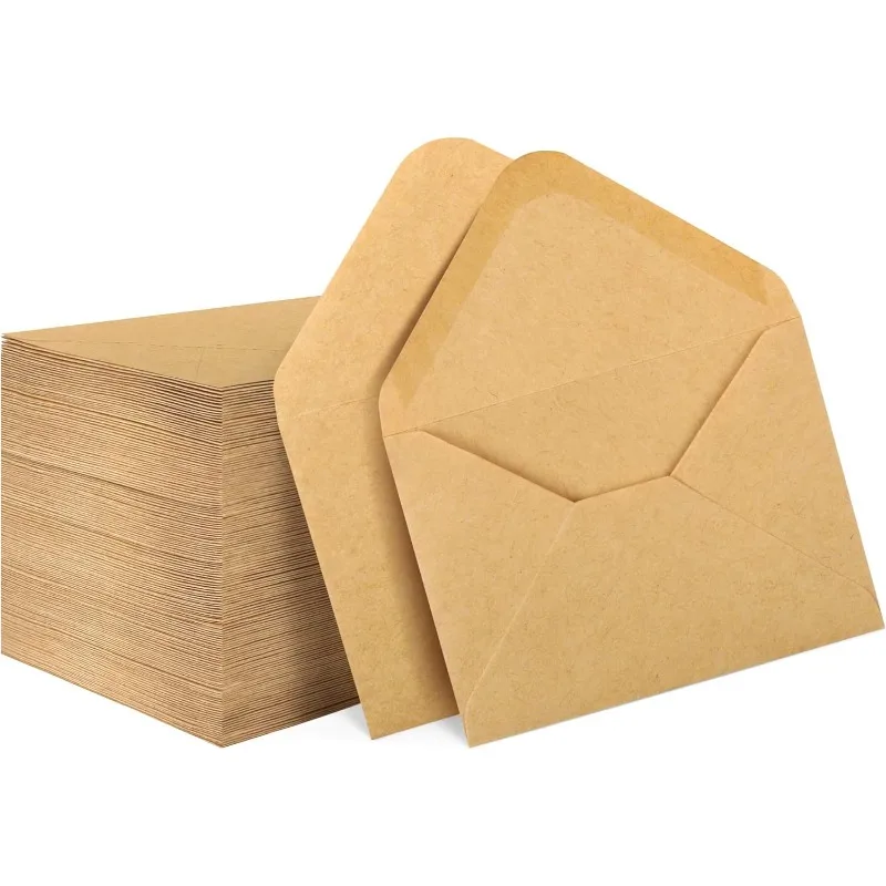 

150 Pack, 4" x 2.75" Brown Kraft Business Card Envelopes, Small Envelopes for Holidays, Weddings, Birthdays Banquets