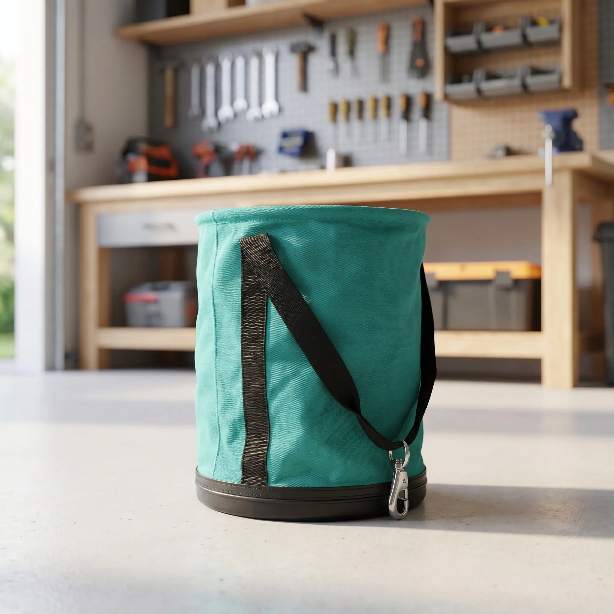 Heavy Duty Tool Bag Canvas Bucket 11.6 X 15 Inch Round Hard Bottom Load Bearing Tool Storage Bucket Bag Electrician Tools