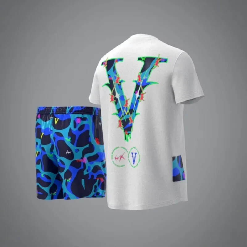 VRUNK Sommer-T-Shirt-Set für Damen und Herren, lässig, sportlich, locker geschnitten, Mesh, 3D-Druck, atmungsaktiv, Kurzarm und Shorts, Familien- und Kinder-T-Shirts – Detail 5