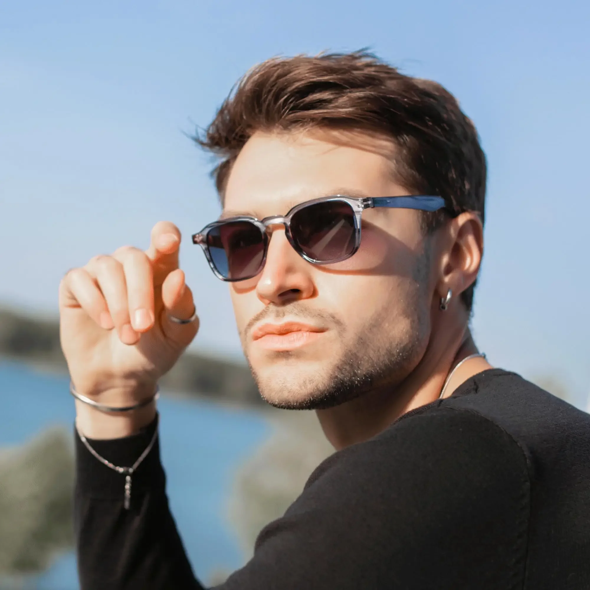 BLUEMOKY Art Deco Quadratische Sonnenbrille für kleine Gesicht, Damen und Herren, polarisierter UV400-Schutz