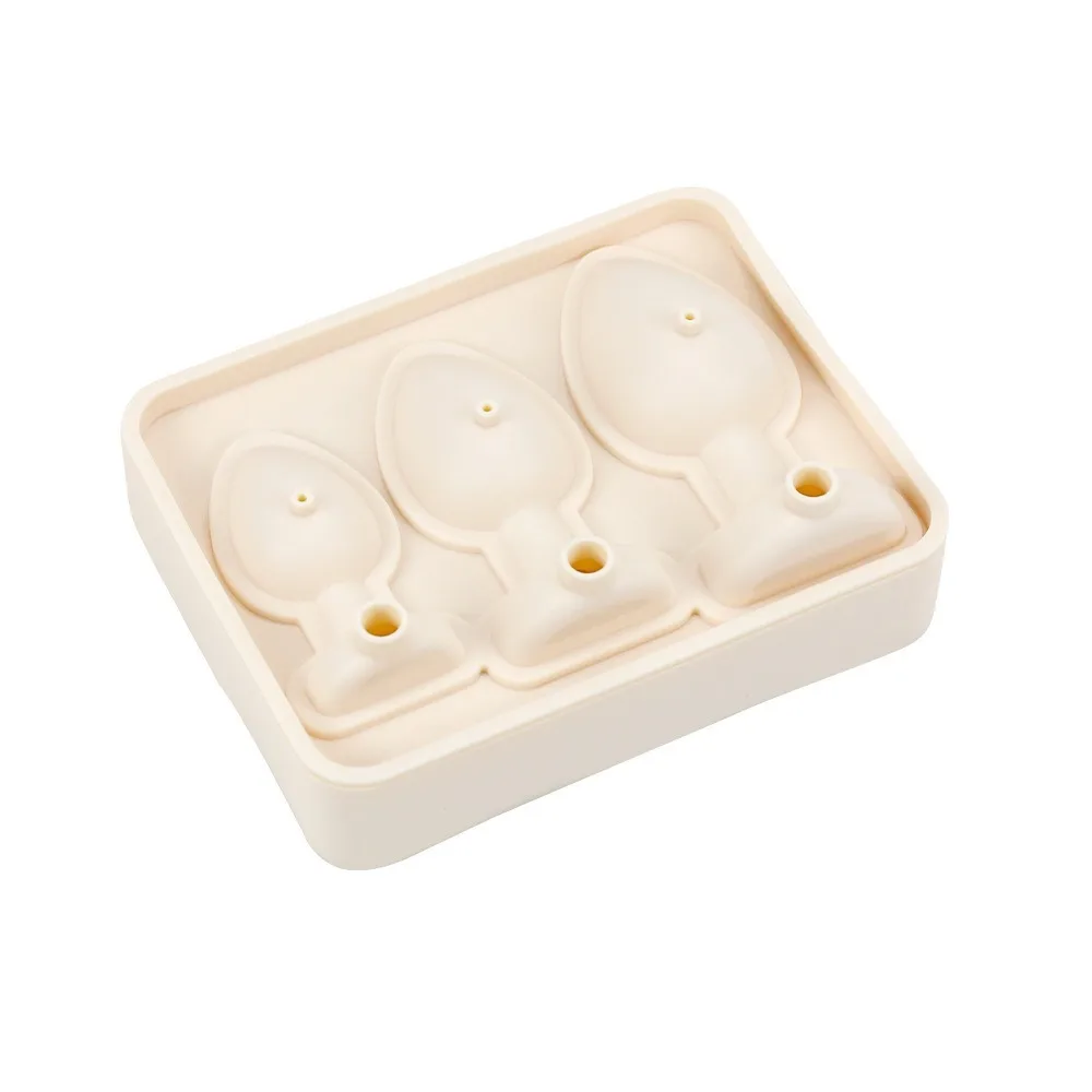 

Funny Silicone Ice Cube Mold Easy Demoulding Reusable Ice Cube Tray 3 Grids Prank Butt Plug Shaped Mold Summer