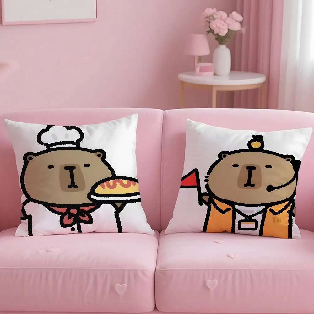 

C-C-Capybara Anime Pillow Case Comfort Sofa Bed Silky Elegant Invisible Zipper Custom Decorative Cushion Cover