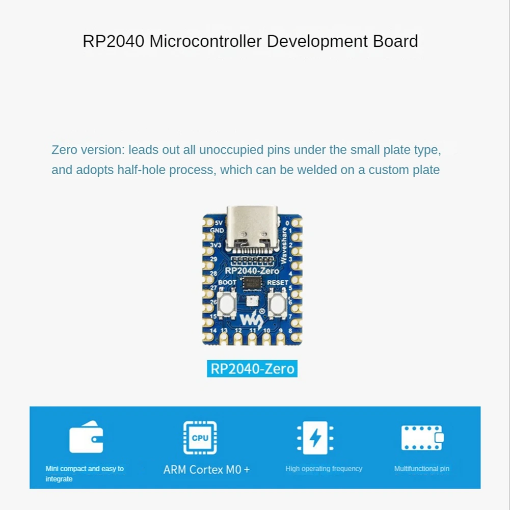 Waveshare 5 Pcs RP2040-Zero RP2040 für Raspberry Pi Mikrocontroller PICO Entwicklung Bord Modul Dual-Core Cortex M0 + Prozessor