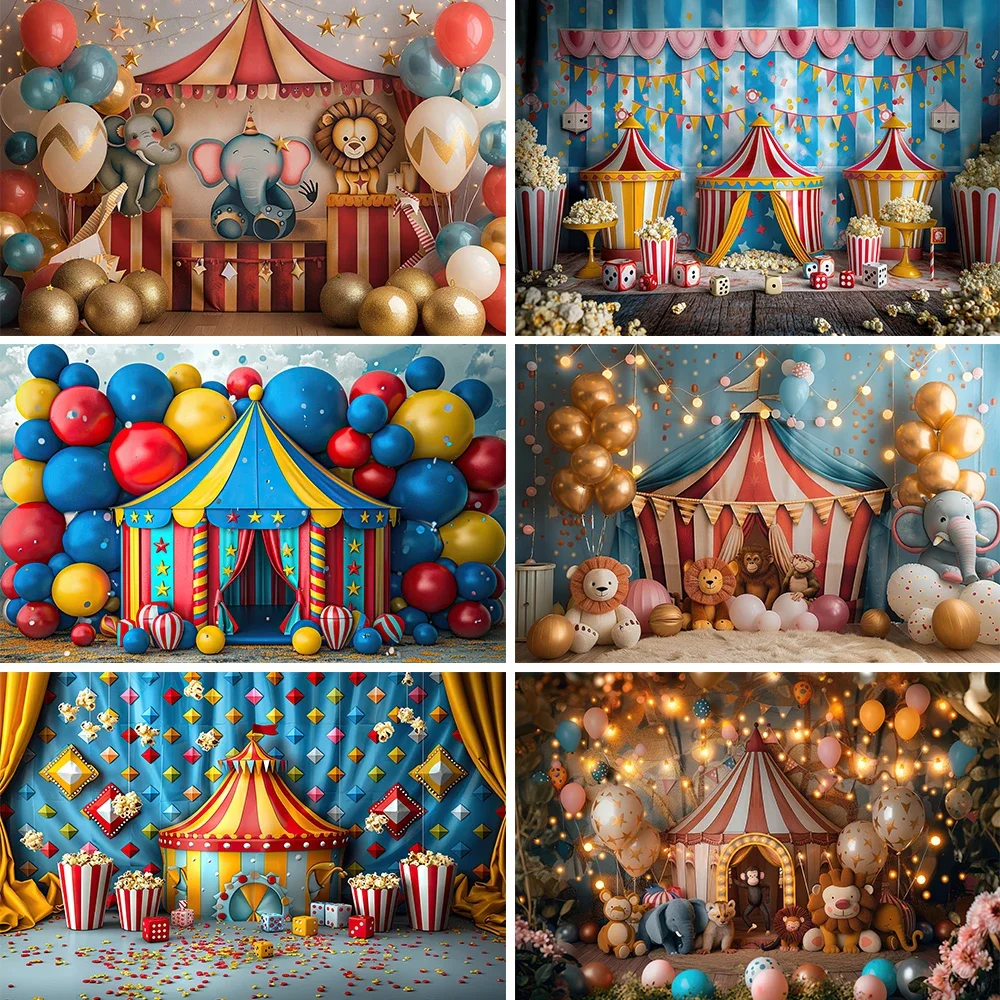 

Circus Kid Portrait Photography Background Carnival Baby Shower Birthday Party Cake Smash Decor Backdrop Photo Studio