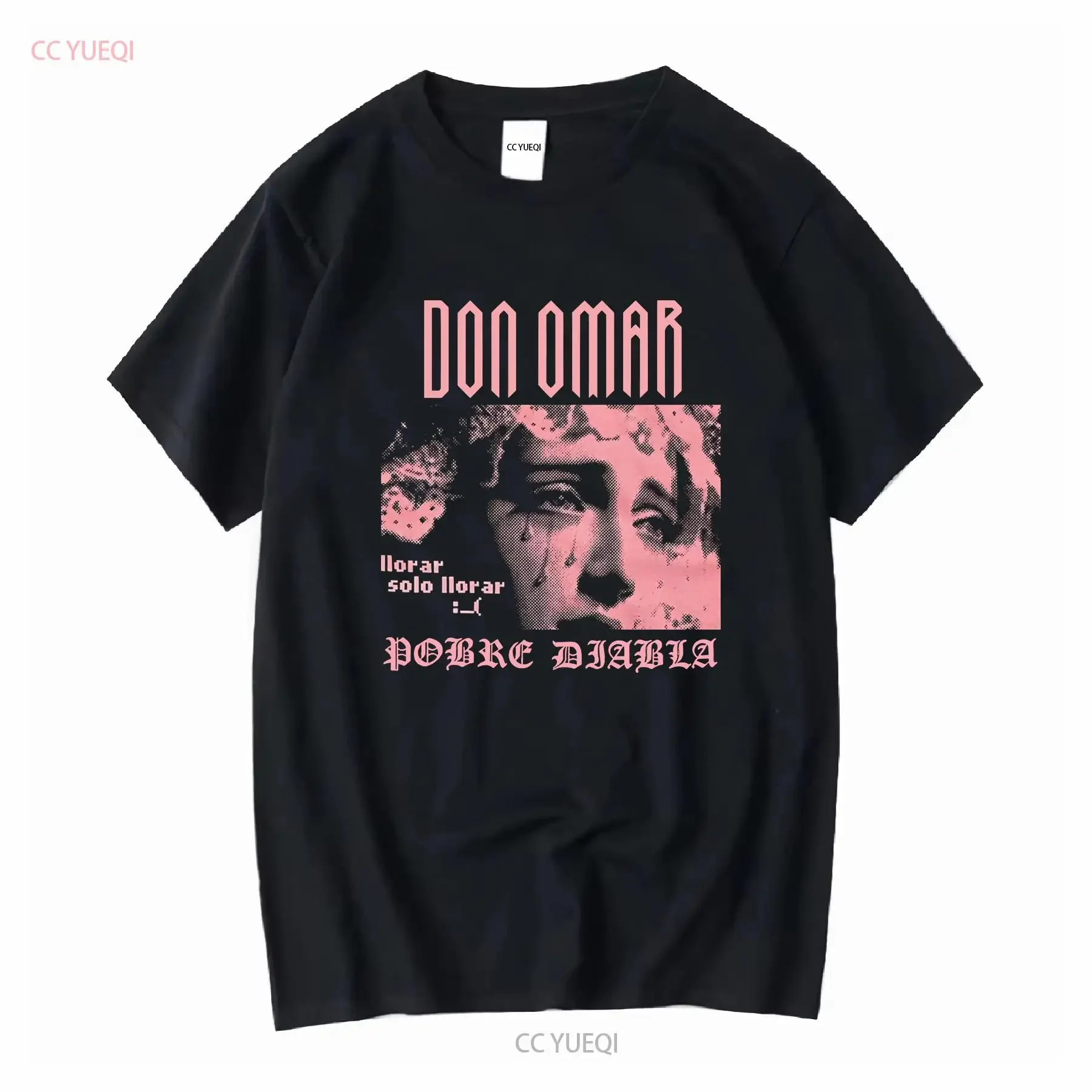 Camiseta Don Omar pobre diablo de manga larga o corta vintage lavada estirada cómoda Unisex homme ropa de calle transpirable