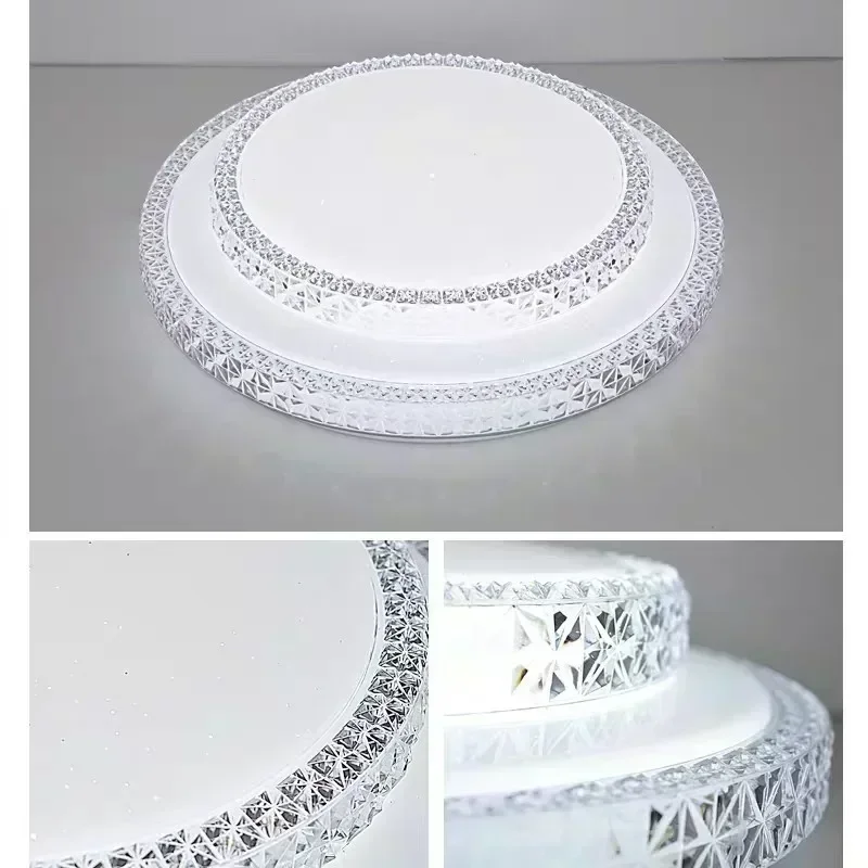 Diamond Design LED Ceiling Lamp with Remote Switch Crystal Chandelier Plafonnier 72/200W White Warm Lighting for Dining Decor