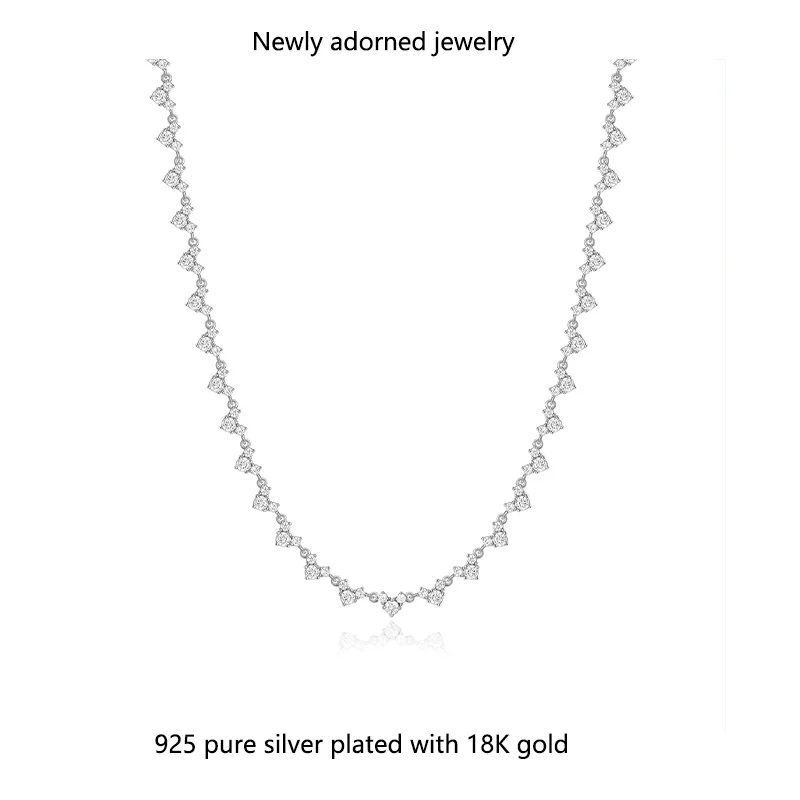 

New European and American fashion style 3.0/2.0mm moissanite clavicle necklace, unique