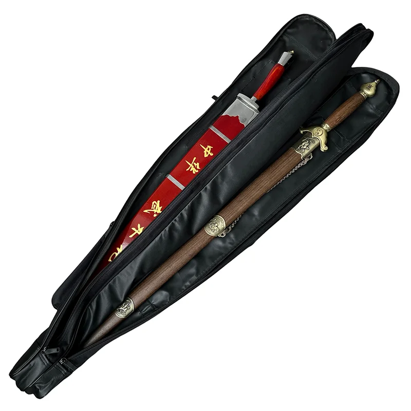 Zwei Schicht Tai Chi Schwert Taschen, länge 110cm, oxford Stoff Wushu Tragen Fall Waffe Tasche Kendo Tasche Stickerei Chinesischen Zeichen