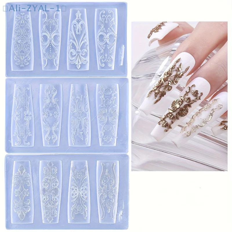 【ZYAL-1】Nagelform, Silikon, Retro-Muster, Nagelkunst-Dekorationen, Barock-Stil, Relief, Nagelkunst-Vorlage, stereoskopische Maniküre-Werkzeuge