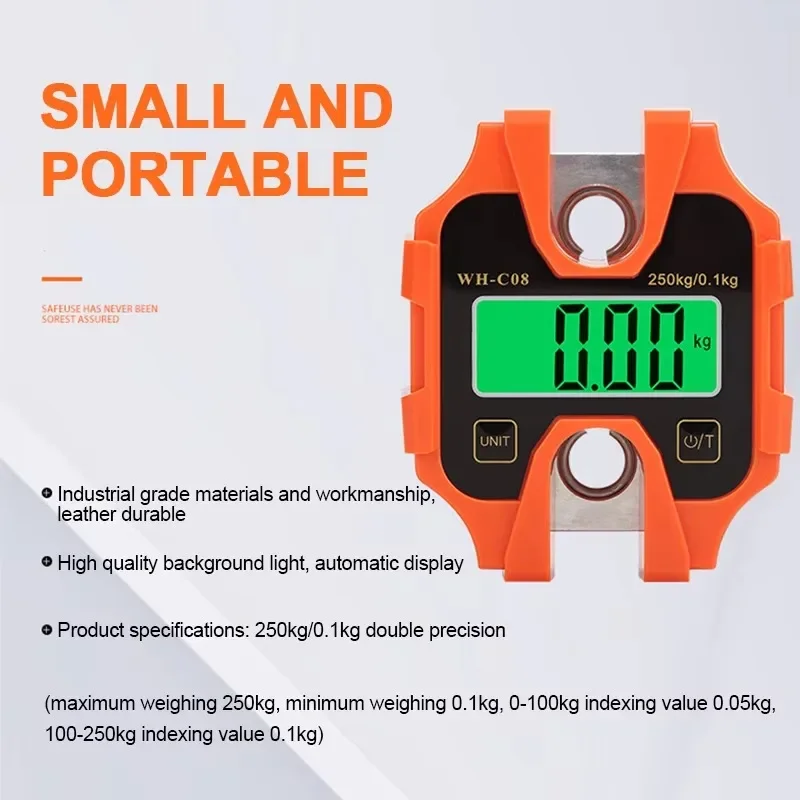 Portable Micro Crane Scale 0.1-100KG LCD Industrial Detachable Hook Scale Agricultural Heavy Duty Hanging Weight Balance Tool